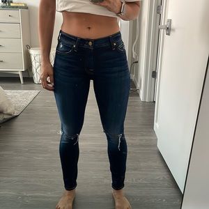 SEVEN FOR ALL MANKIND SKINNY ANKLE DISTRESSED DENIM